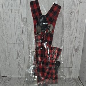 Red and Black Plaid Suspenders